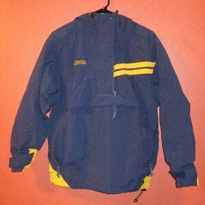 Columbia Woman Small Blue Yellow Pockets Warm Long Sleeve Hooded Pullover